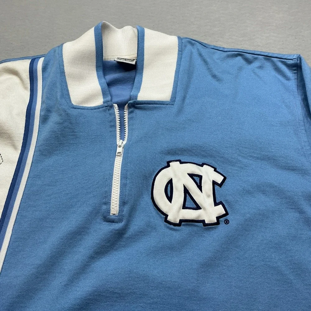 Nike UNC‎ Tar Heels Quarter Zip Polo Shirt Large Blue Argyle Stripe Vintage Men